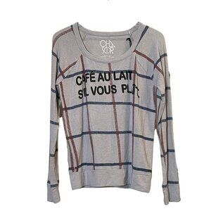 NWT Chaser Cafe Au Lait Si'l Vous Plait Fuzzy Sweater Sz. M